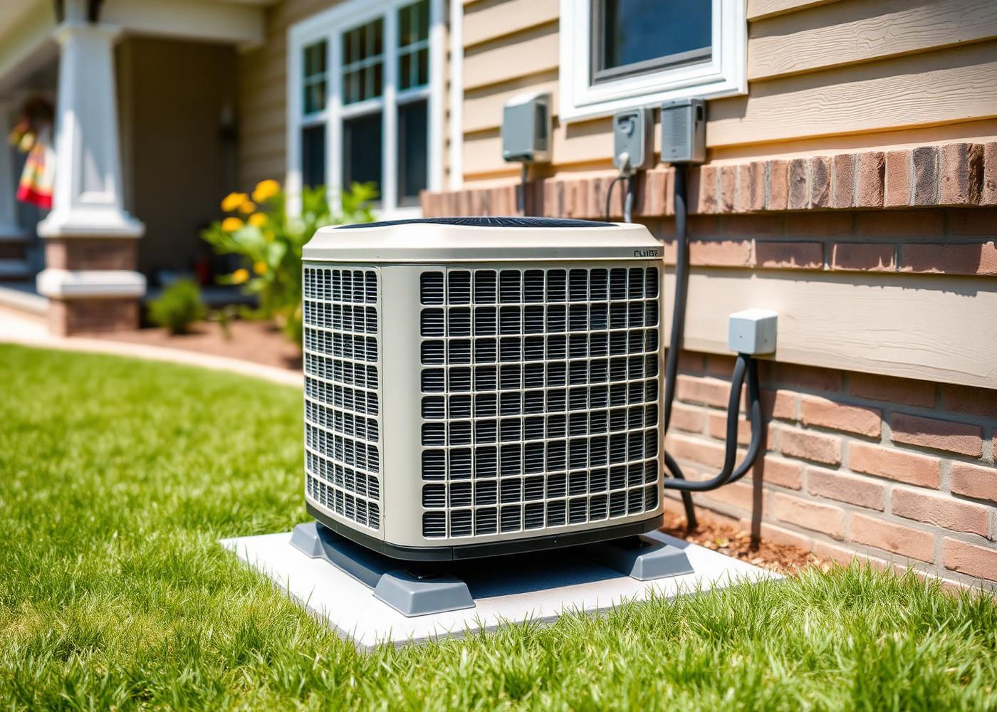 New high-efficiency AC condenser set on a Brookfield pad